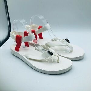 Teva Women Bright White‎ and orange Original Universal Sandals 9